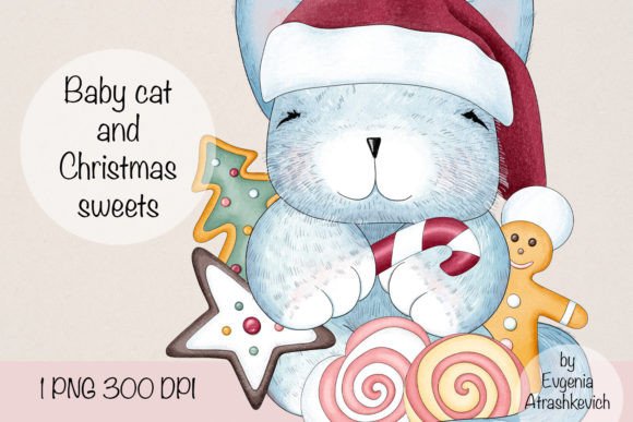 Baby Cat Christmas Sweet Sublimation Illustrations