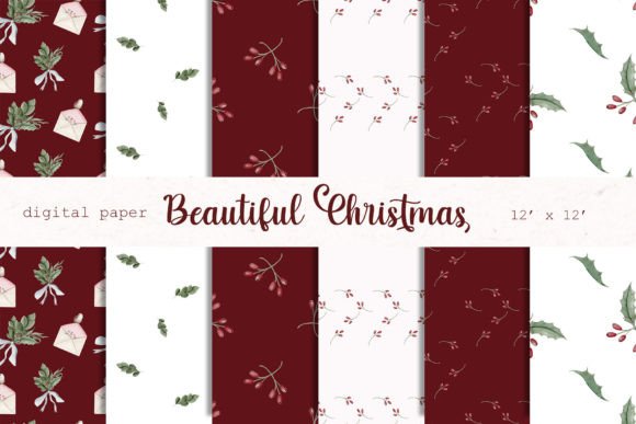 Beautiful Christmas Watercolor Seamless Illustrations
