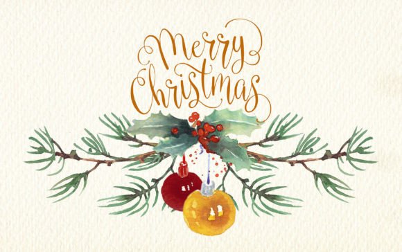 Christmas Cards Watercolor Set: Illustrations