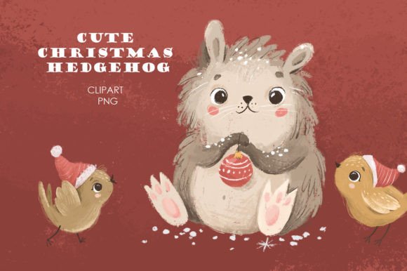Christmas Clipart. Cute Hedgehog Illustrations