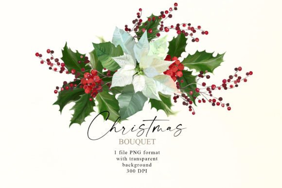 Christmas Floral Bouquet PNG: Illustrations for Branding
