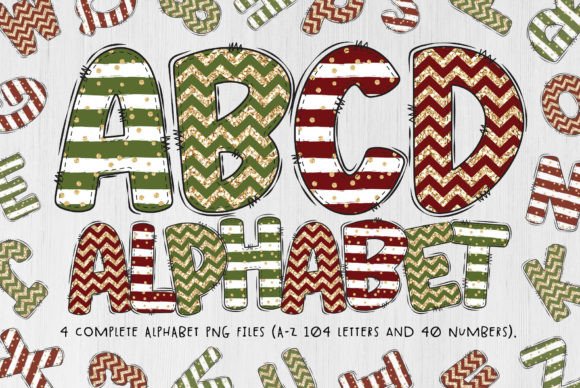 Christmas Glitter Alphabet Letters Illustrations