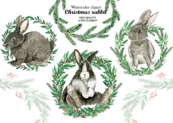 Christmas Rabbit Wreath Clipart: Illustrations Review