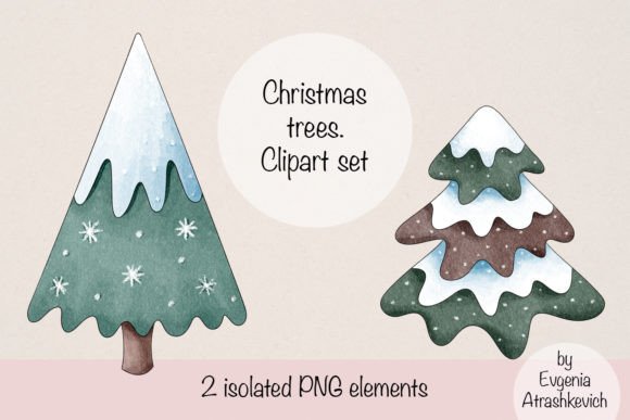 Christmas Trees Clipart: 2 PNG Illustrations Review