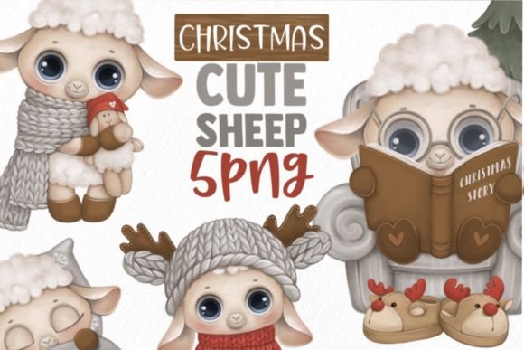 Cute Christmas Sheep Illustrations Review
