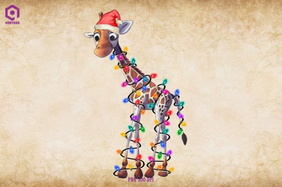 Giraffe Christmas Tree Lights: Festive Illustrations