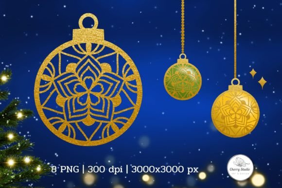Gold Christmas Ornament V01: Premium Illustrations