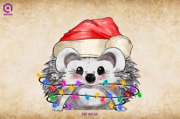 Hedgehog Christmas Tree Lights Illustrations Review