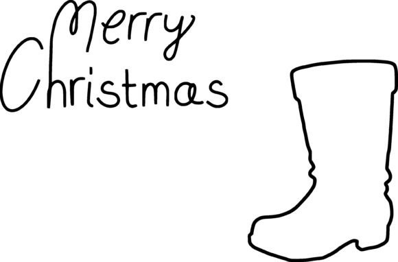 Merry Christmas Santa Boot Outline Illustrations