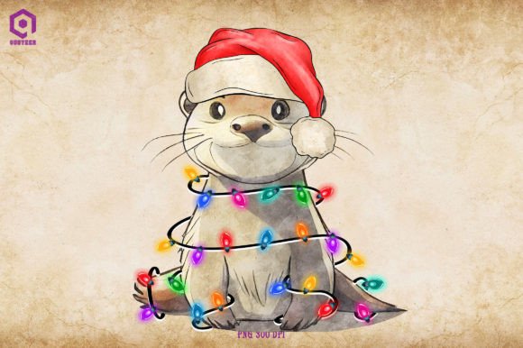 Otter Christmas Tree Lights: Festive Illustrations