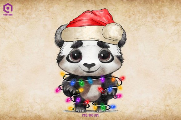 Panda Christmas Tree Lights Illustrations Review