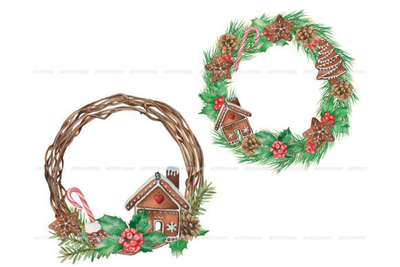 Reviewing Christmas Gingerbread House Wreaths Illustrations
