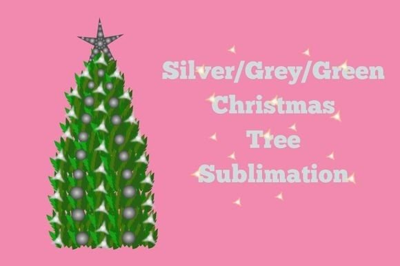 Sliver Grey Christmas Tree Sublimation Illustrations