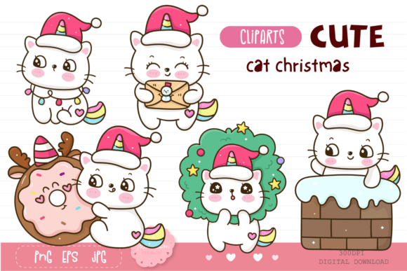 Unicorn Cat Christmas Kawaii Illustrations Review