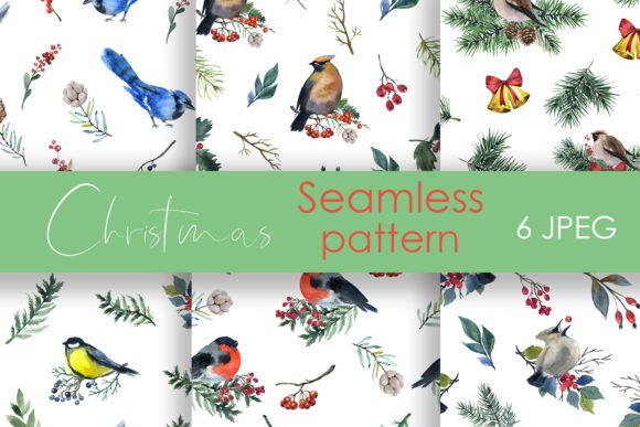 Watercolor Christmas Seamless Pattern Illustrations