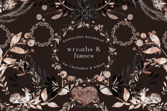 Winter Festive Frames Wreaths Christmas Illustrations